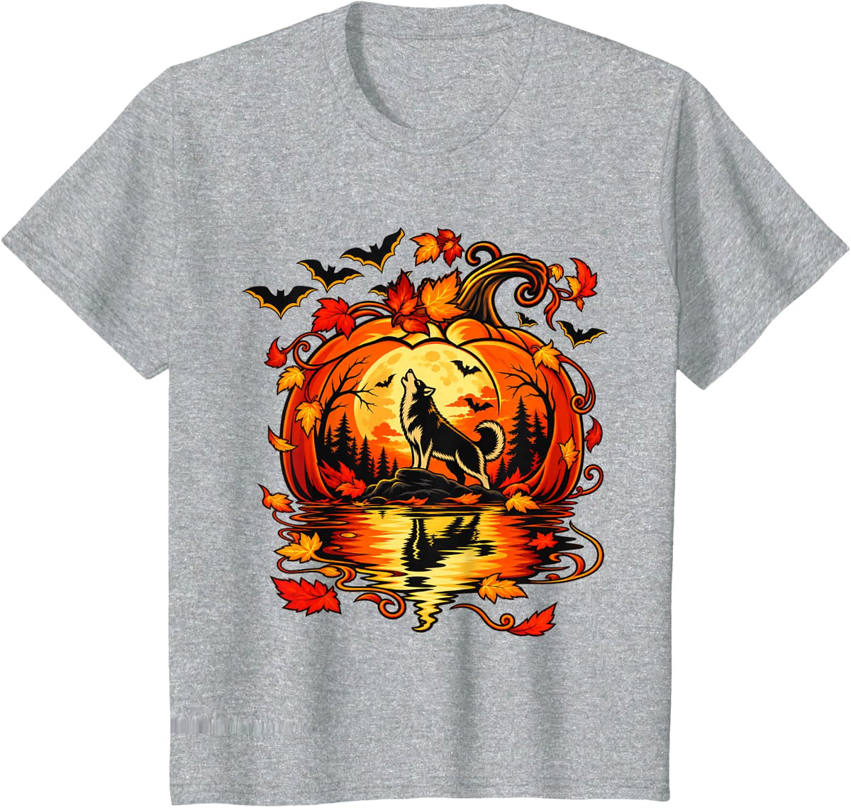 Cute Siberian Husky Dog in The Pumpkin Funny Fall Halloween T-Shirt - Heather Grey